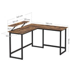 Hoekbureau – L-vormig met monitorbeugel – Vintage bruin, zwart