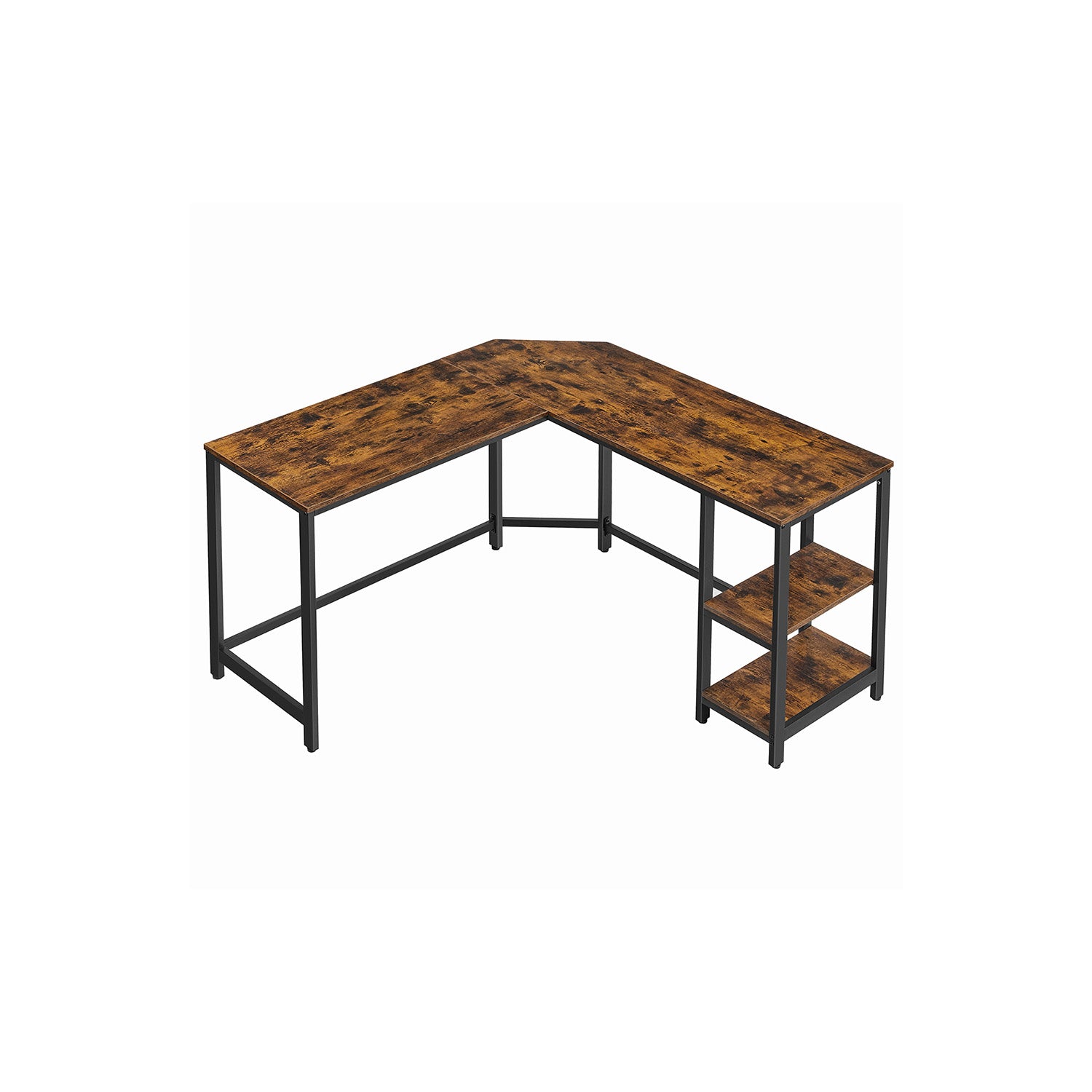 Hoekbureau - Computertafel in L-vorm - Industrieel ontwerp - Vintage bruin/zwart