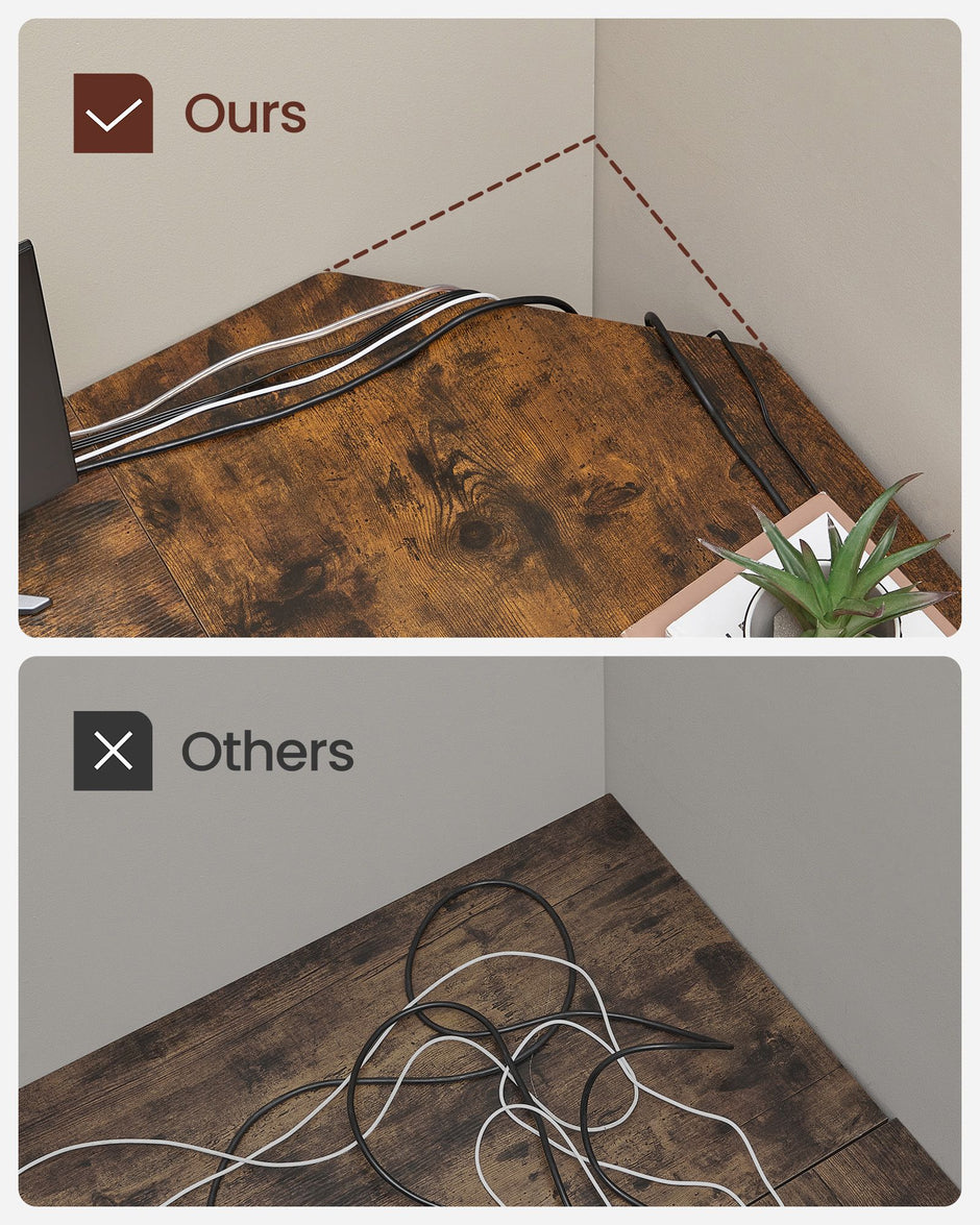 Bureau – 138 x 138 cm – Met uitneembare opbergplank – Georganiseerde kabeloplossing – Verstelbare voetjes