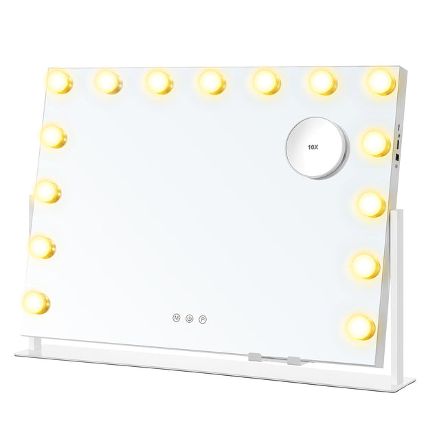 Make-upspiegel met LED-verlichting en touchbediening – mat wit