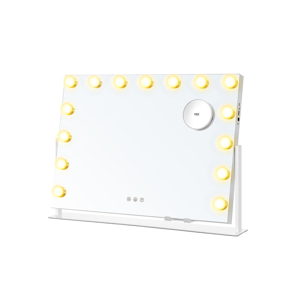 Make-upspiegel – Met Verlichting – Oplaadpoorten – Matwit