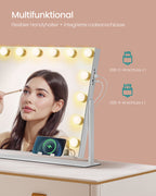 Make-upspiegel – Met Verlichting – Oplaadpoorten – Matwit