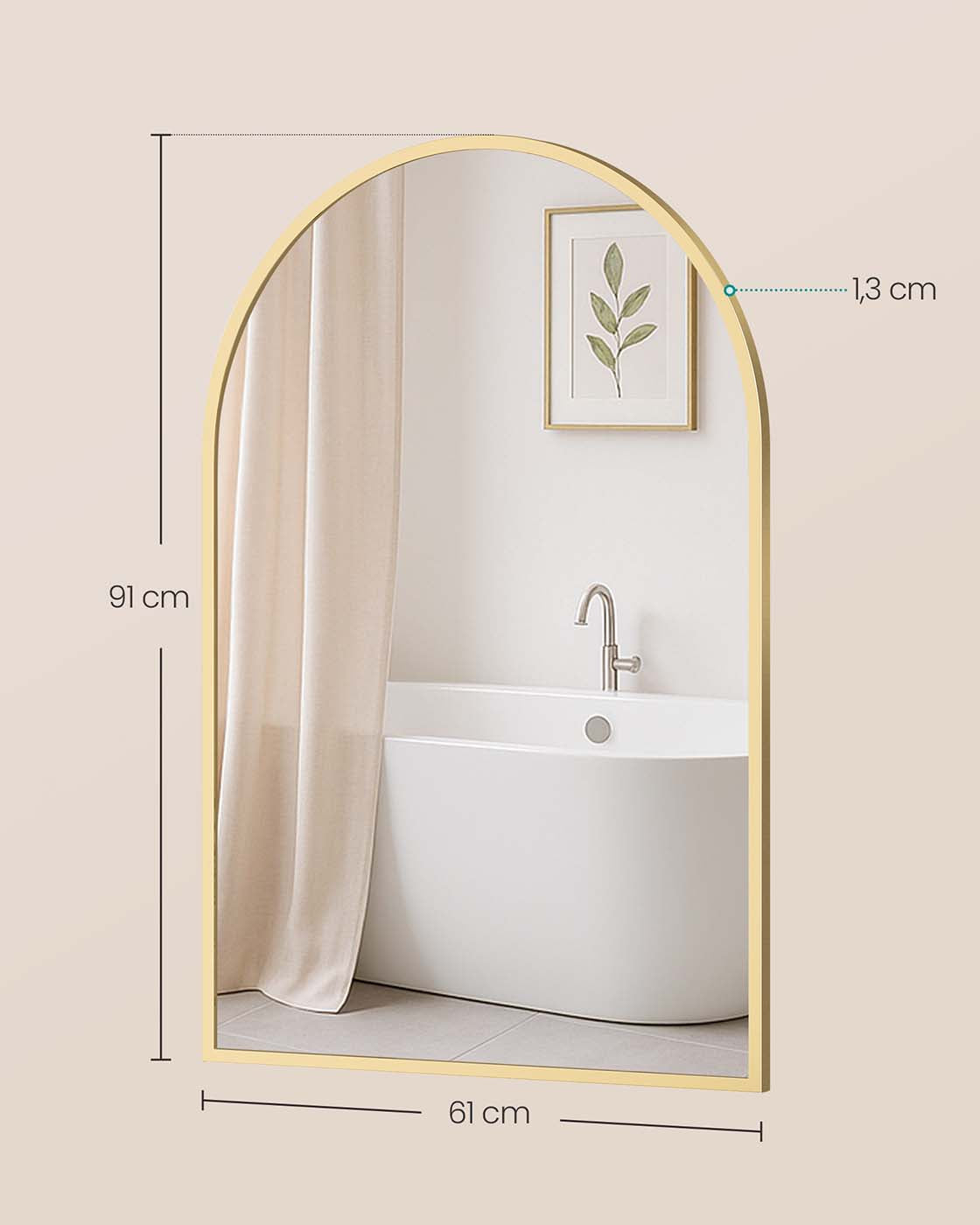 Wandspiegel – Gebogen – Aluminium Frame – Modern Design