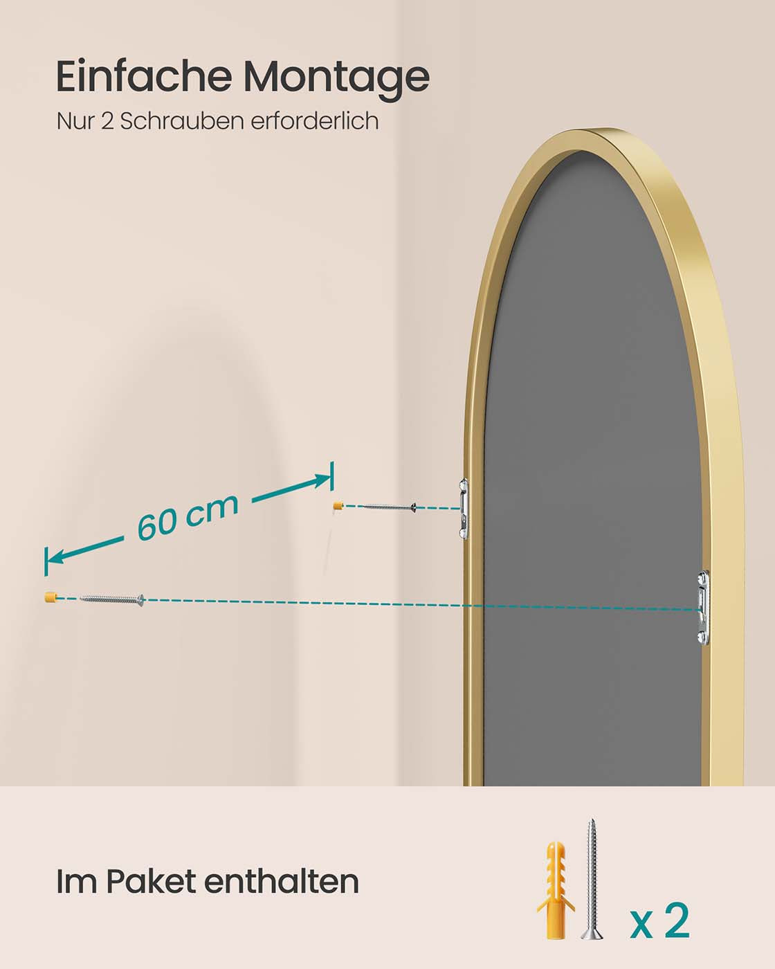 Wandspiegel – Gebogen – Aluminium Frame – Modern Design