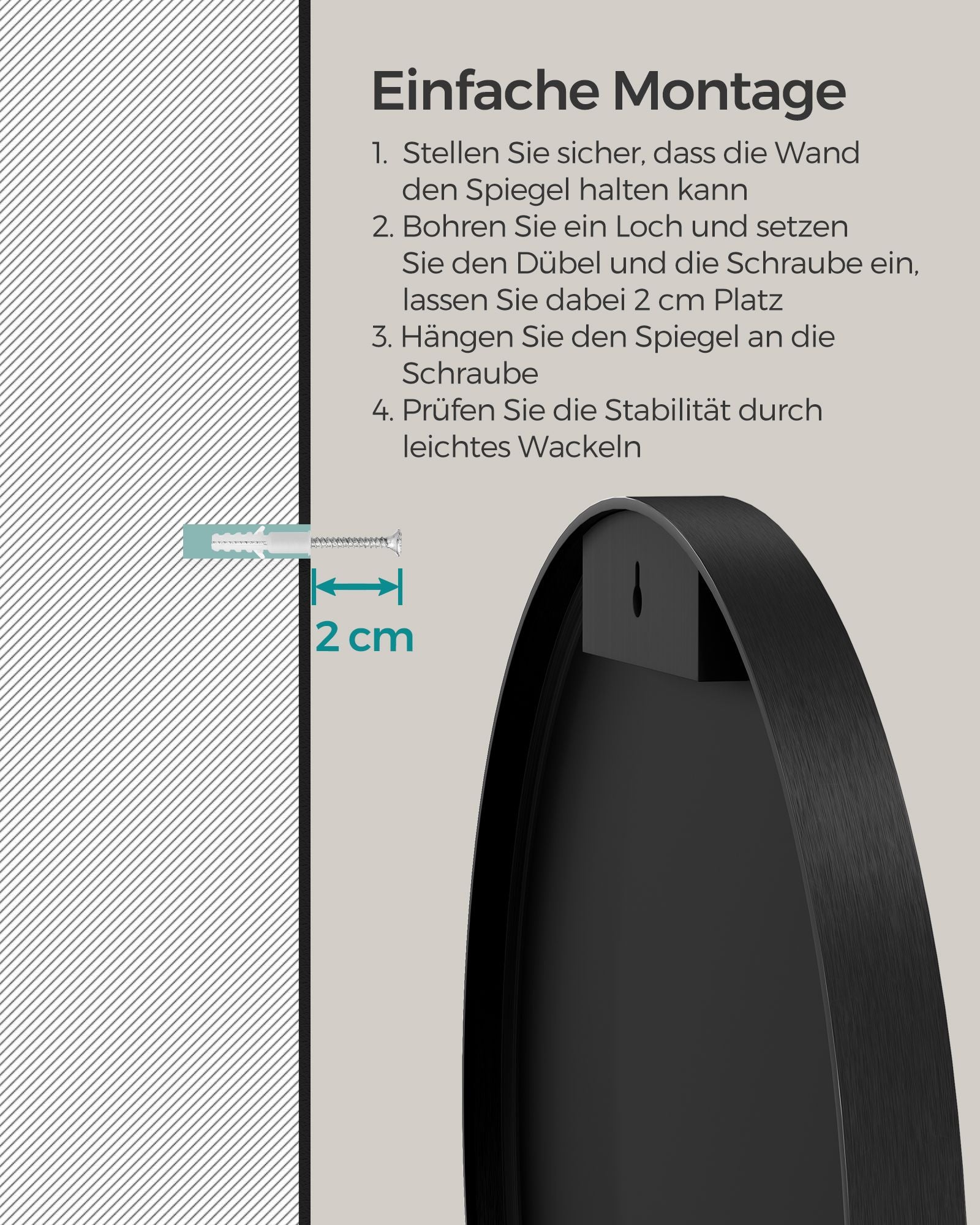 Badkamerspiegel – Ø 50 cm – metalen frame