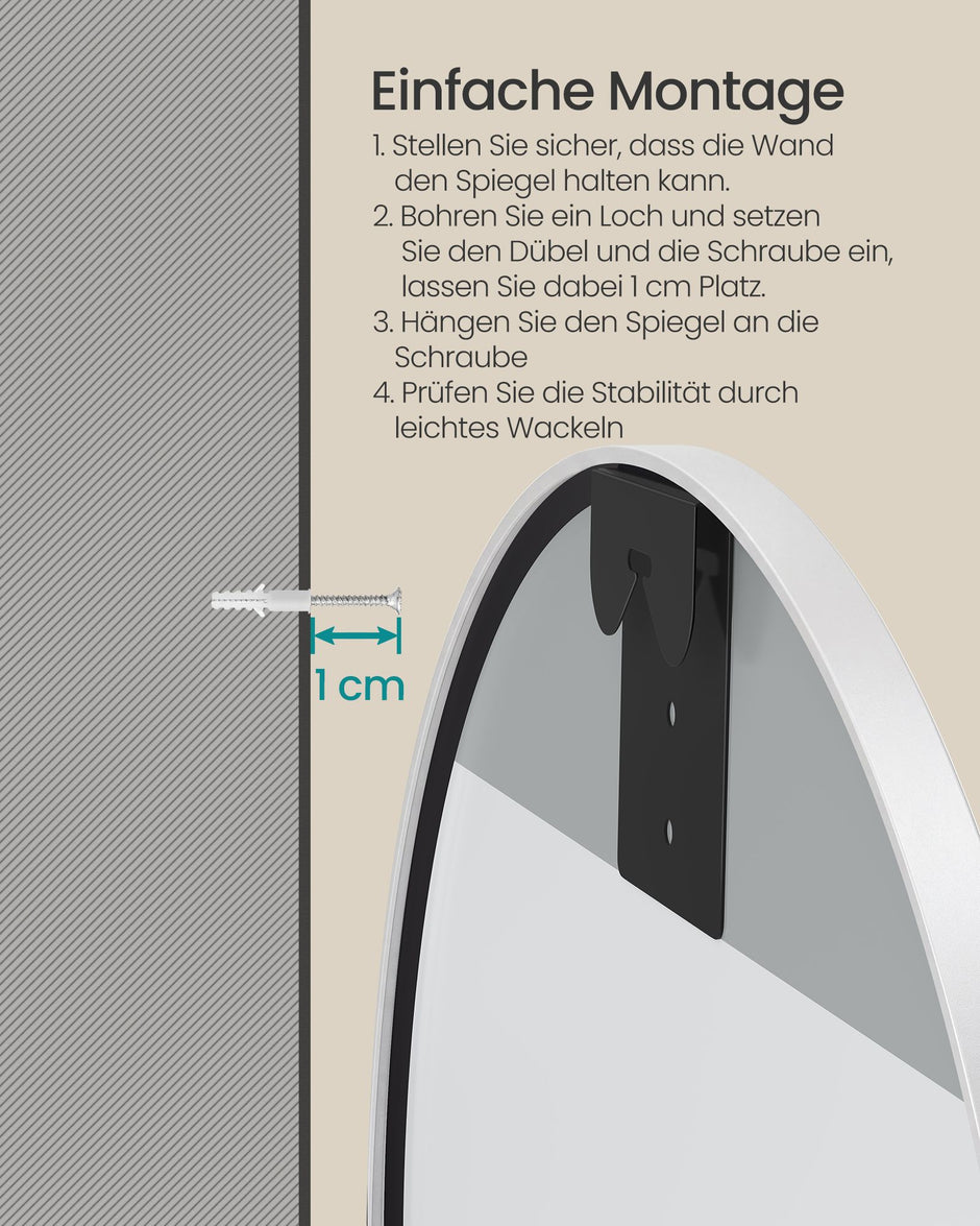 Ronde Wandspiegel – Ø 61 cm – Metalen Frame – Mat wit