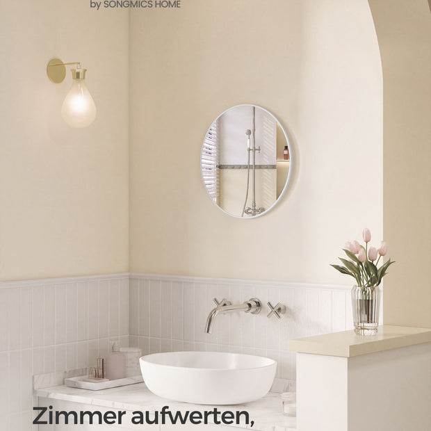 Ronde Wandspiegel – Ø 41 cm – Metalen Frame – Mat wit