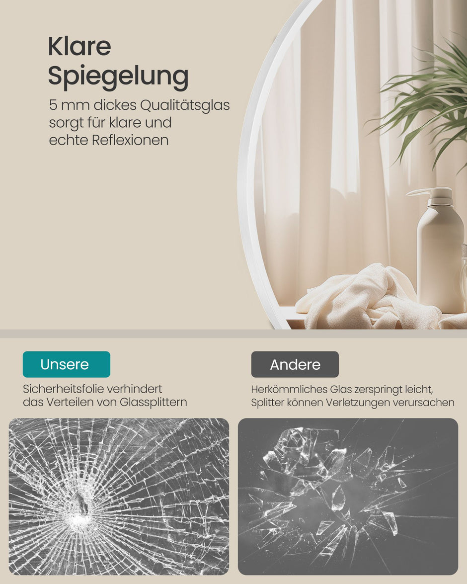 Ronde Wandspiegel – Ø 41 cm – Metalen Frame – Mat wit