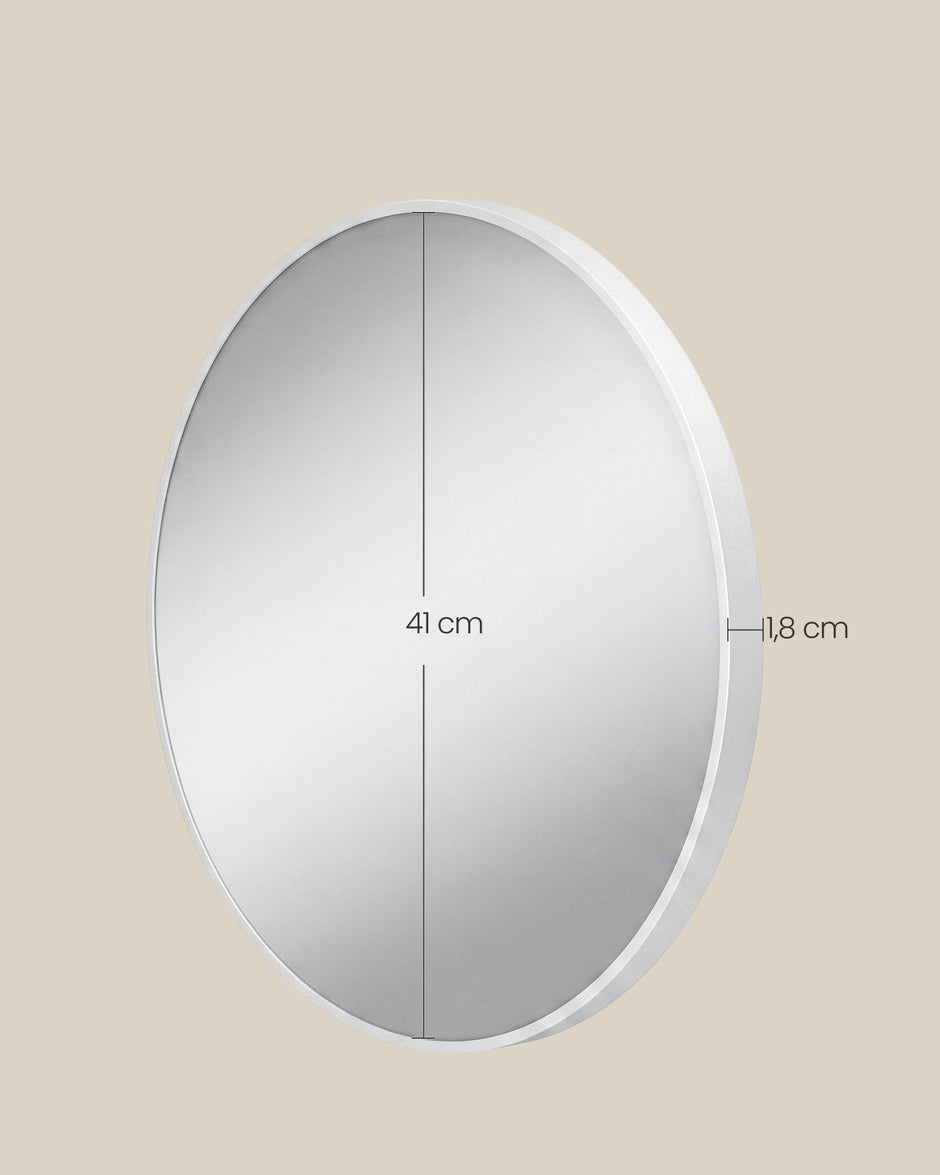 Ronde Wandspiegel – Ø 41 cm – Metalen Frame – Mat wit