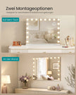Make-upspiegel - Hollywood met Dimbare LED's - 10x Vergroting - Matwit - 62 x 80 x 5,7 cm