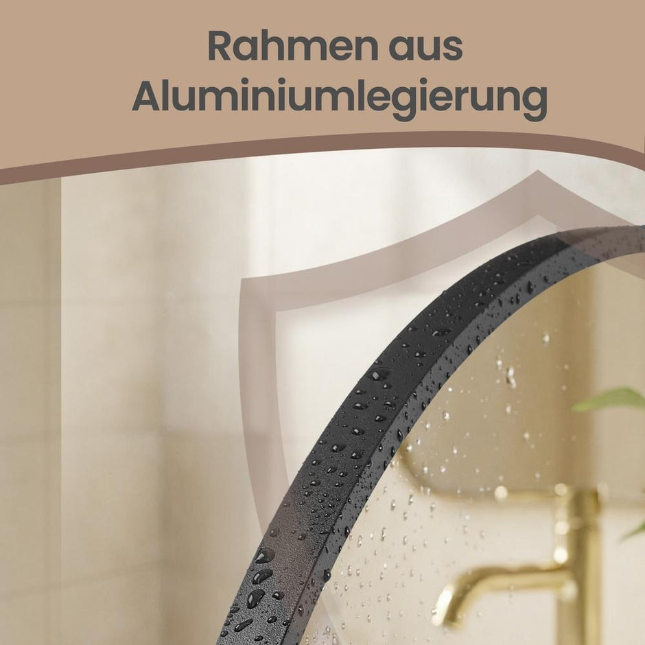 Wandspiegel - Gebogen - Aluminium Frame - 40 x 30 cm - Zwart