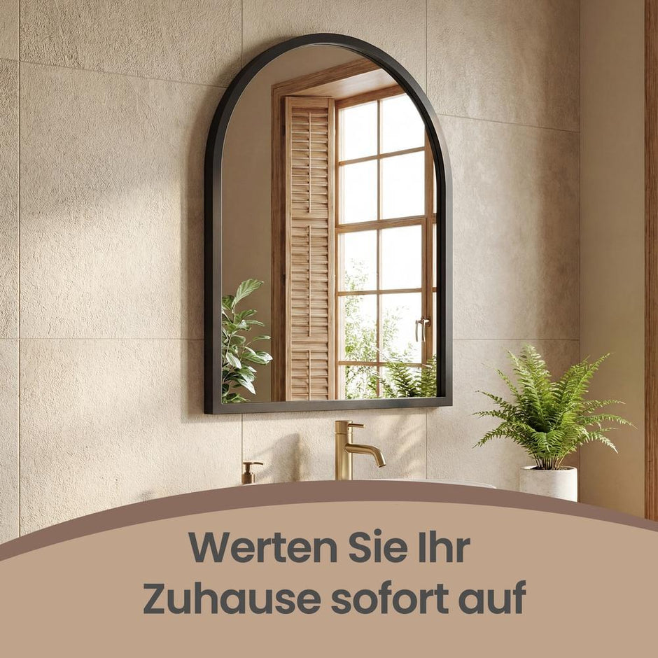 Wandspiegel - Gebogen - Aluminium Frame - 40 x 30 cm - Zwart