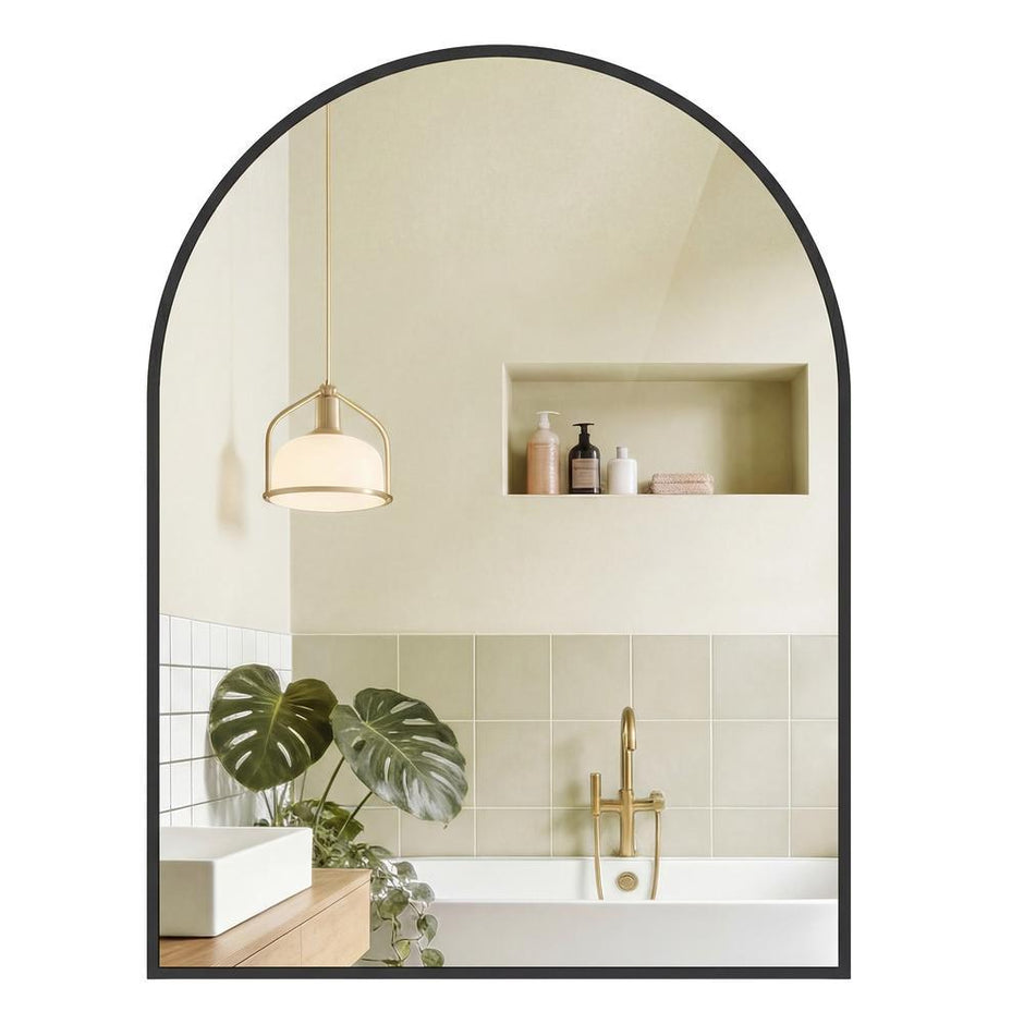 Wandspiegel - Gebogen - Aluminium Frame - 81 x 61 cm - Zwart