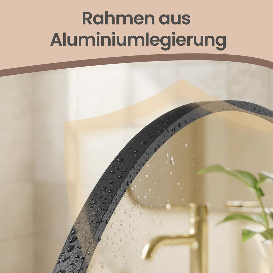 Wandspiegel - Gebogen - Aluminium Frame - 81 x 61 cm - Zwart