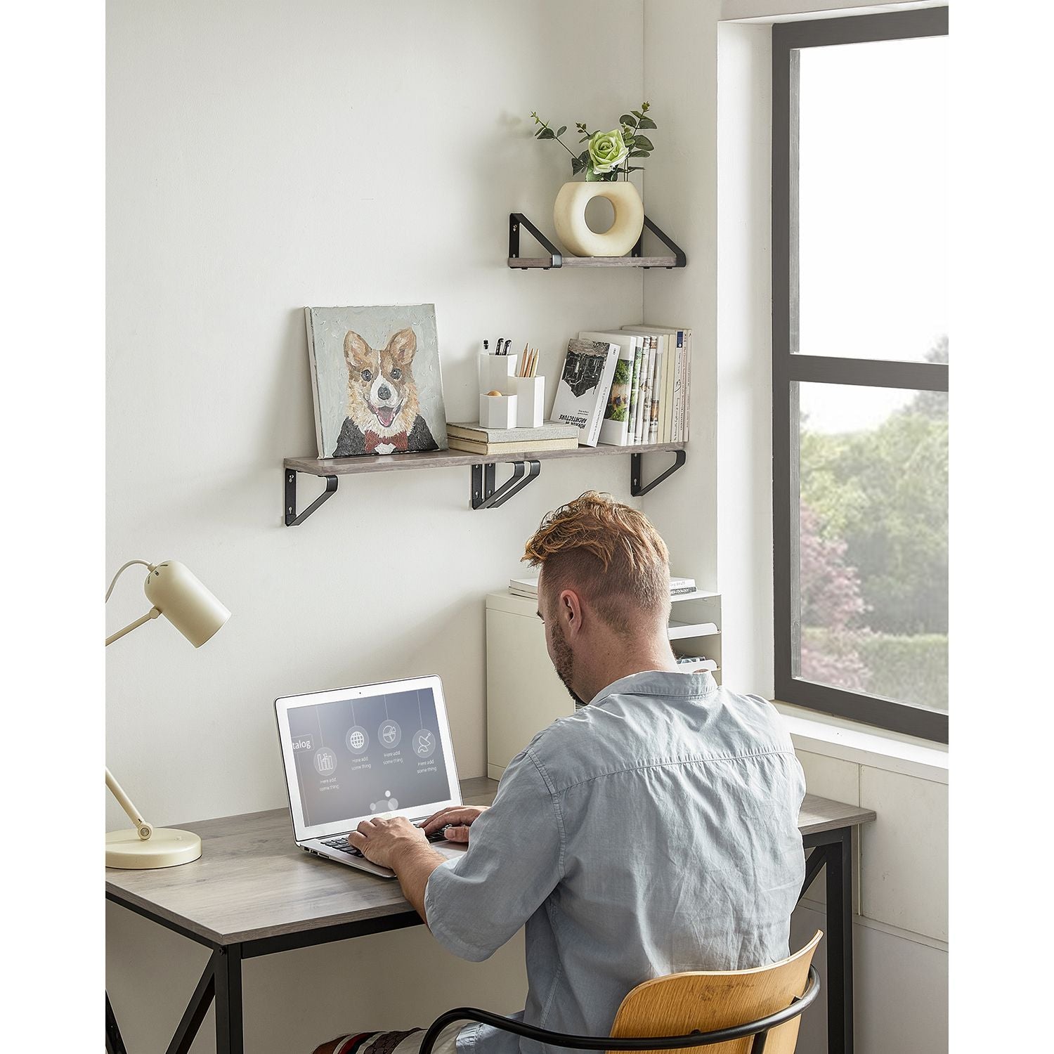 Wandplank Set van 3 – Zwevende planken – Grijs / Zwart