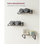 Wandplank Set van 3 - Zwevende plank - Industrieel - Grijs / Zwart