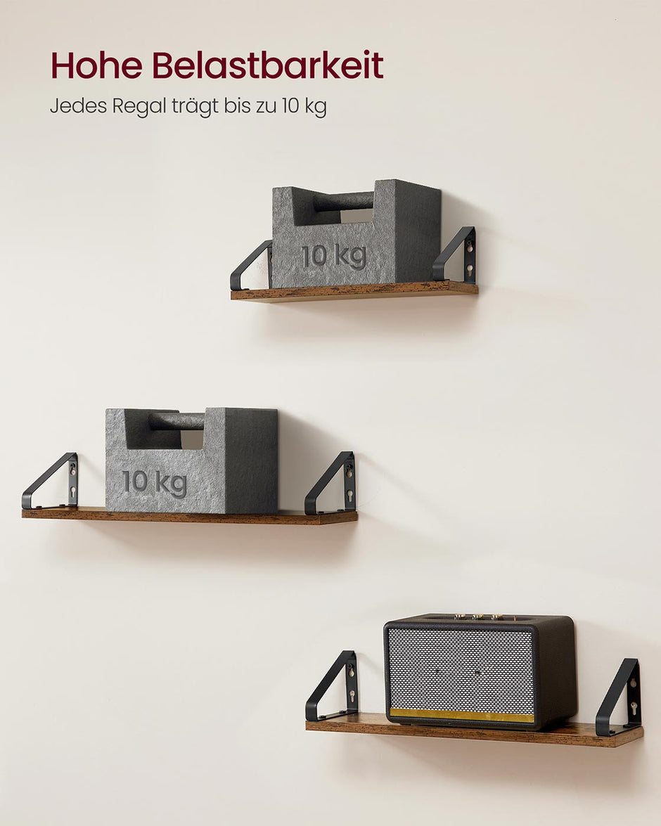 Wandplankenset 3-delig – Industriële look – Vintage Bruin-Matzwart