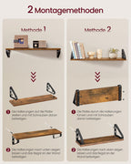 Wandplankenset 3-delig – Industriële look – Vintage Bruin-Matzwart