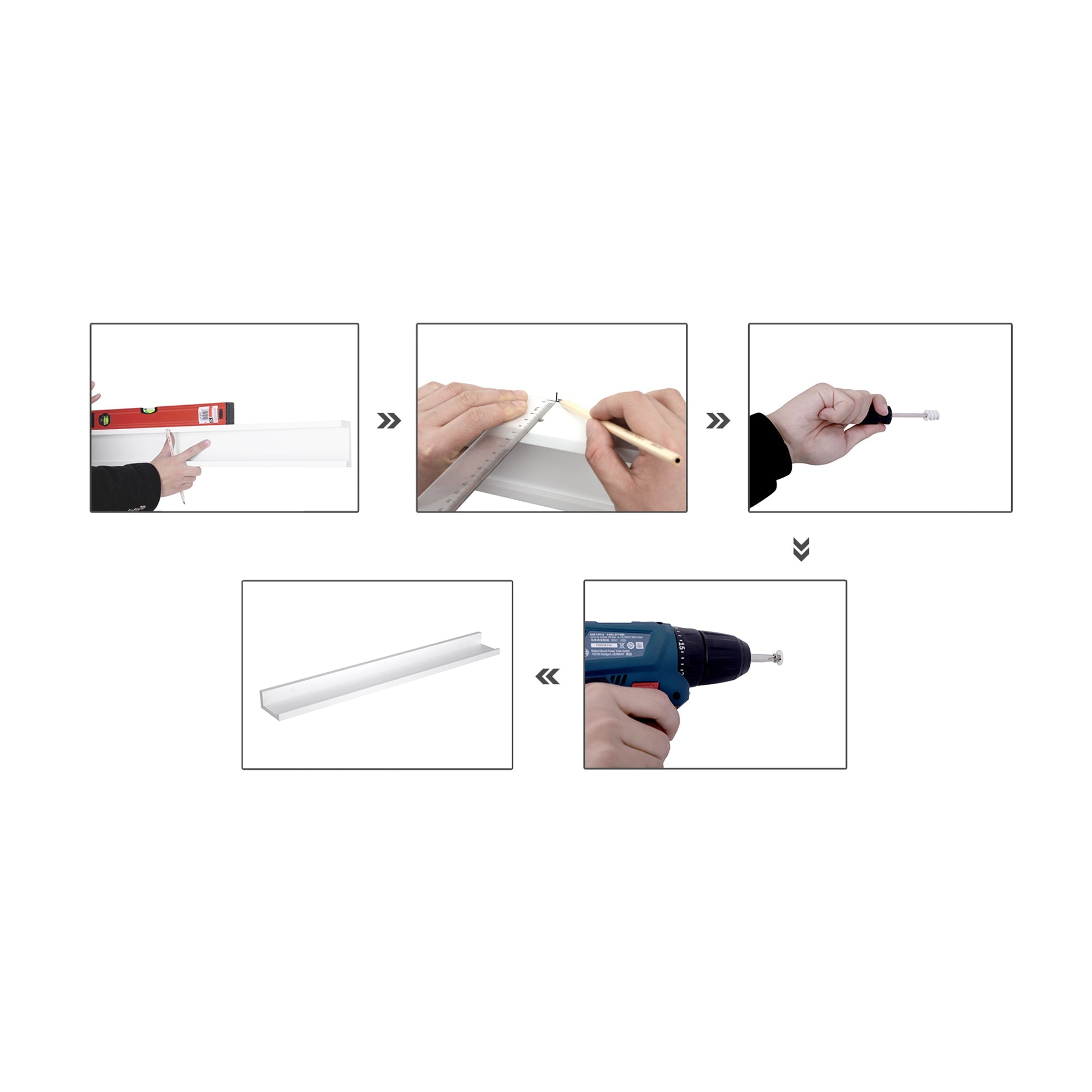 Zwevende Wandplank Set van 2 – Hoogglans – Wit