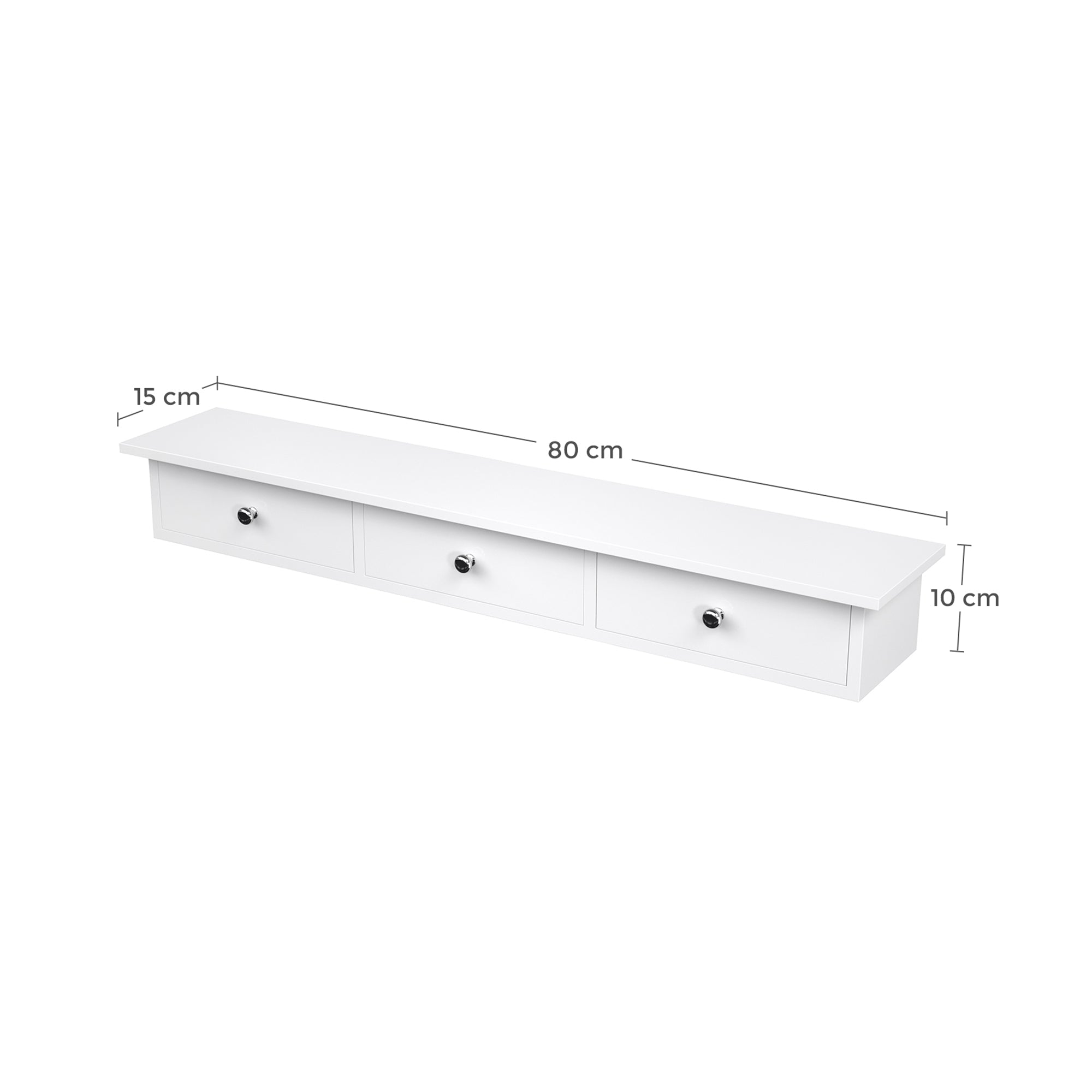 Wandkast – Met 3 lades – Zwevende plank – Wit