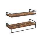Wandplanken - Set van 2 - Zwevend - Industrieel design - Bruin / Zwart