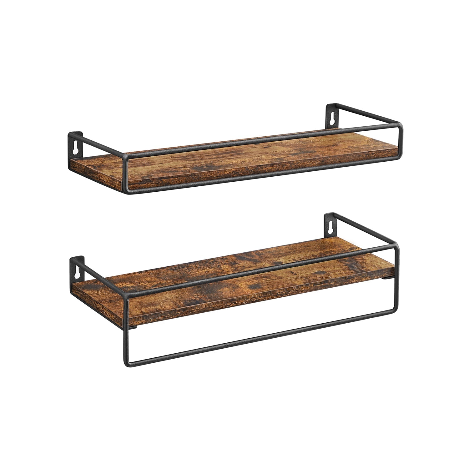 Wandplanken – Set van 2 – Zwevend – Vintage bruin / zwart