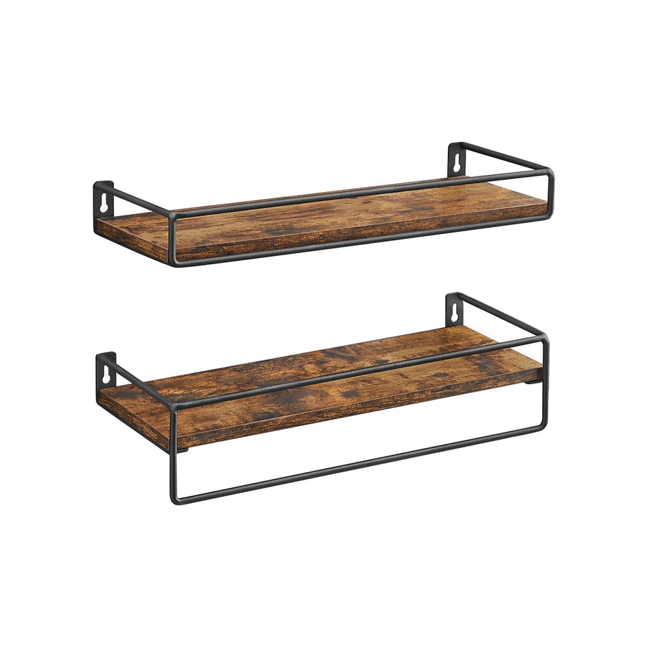 Wandplanken – Set van 2 – Zwevend – Vintage bruin / zwart
