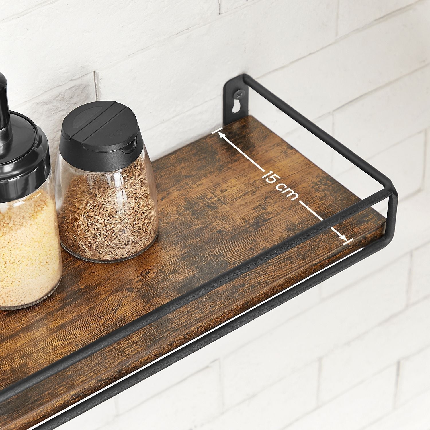 Wandplanken – Set van 2 – Zwevend – Vintage bruin / zwart