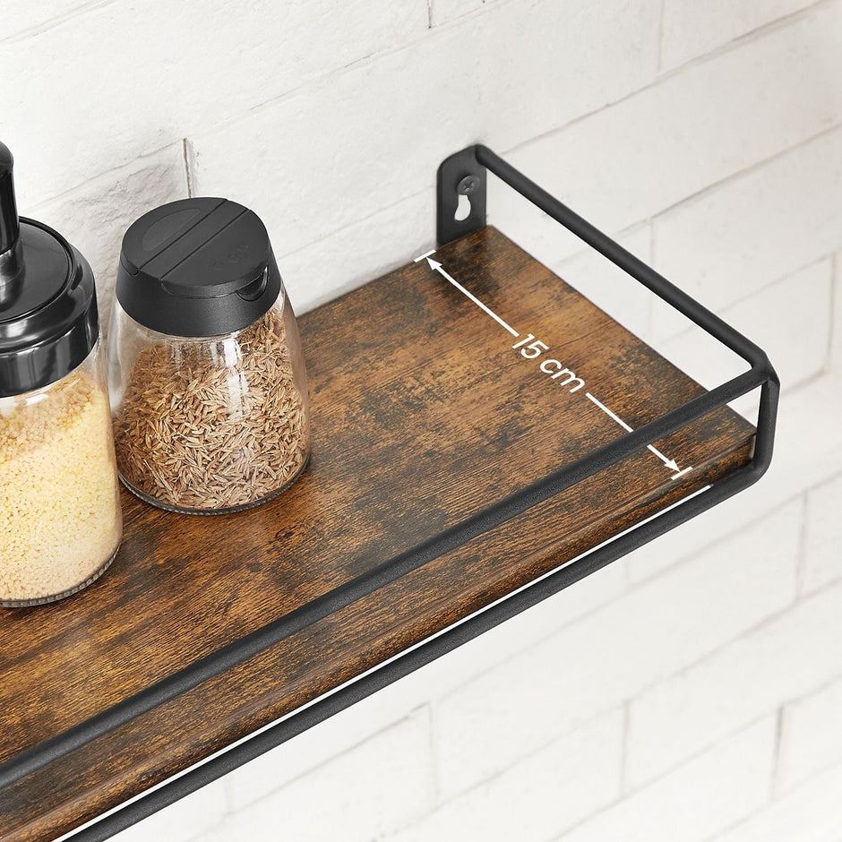 Wandplanken – Set van 2 – Zwevend – Vintage bruin / zwart