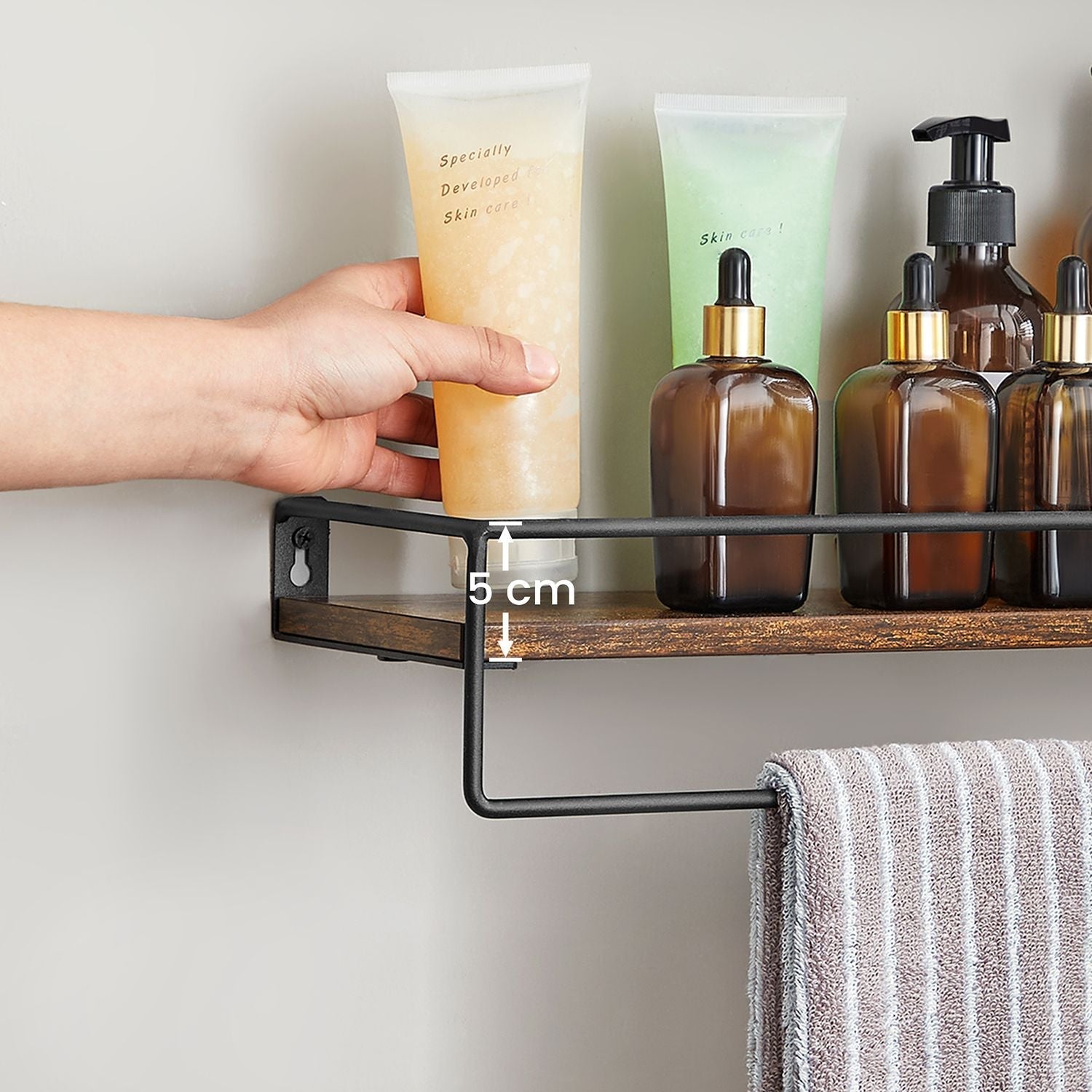 Wandplanken – Set van 2 – Zwevend – Vintage bruin / zwart