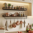 Wandplanken - Set van 2 - Met Stang - Zwevend - Bruin-zwart
