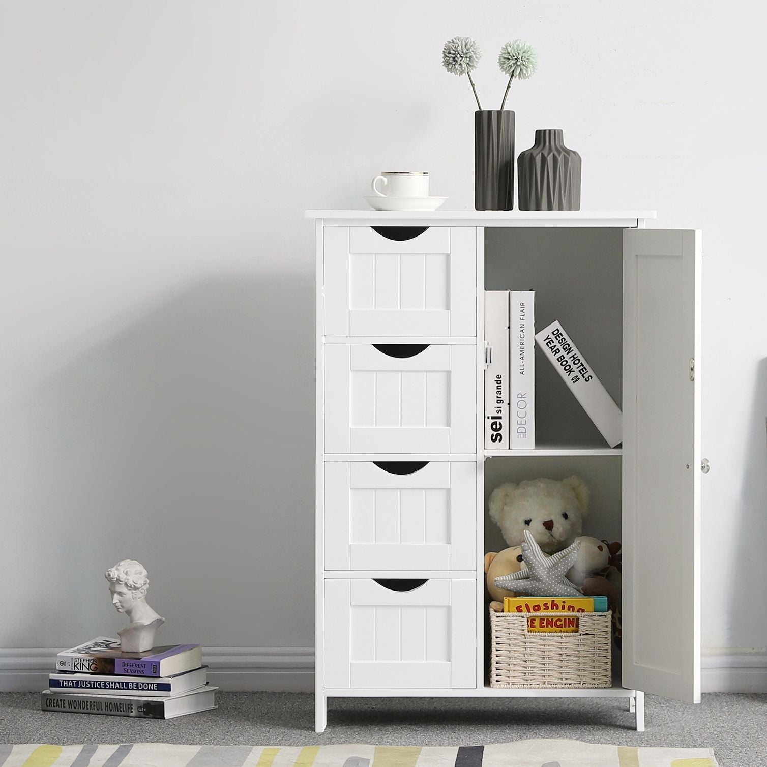 Badkamerkast – dressoir – bijzetkast – 4 laden – wit
