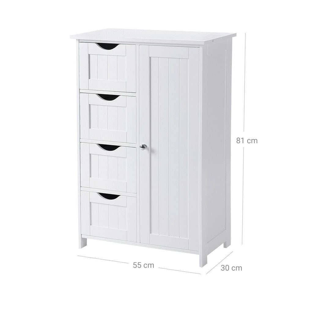 Badkamerkast – dressoir – bijzetkast – 4 laden – wit