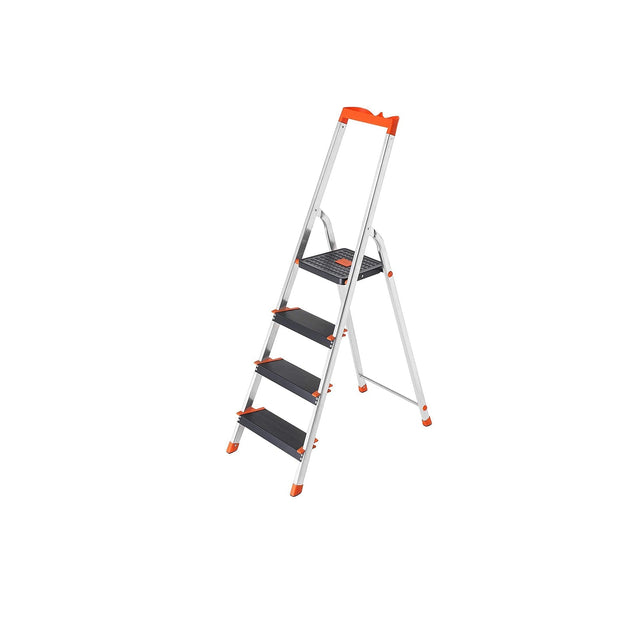Opvouwbare Aluminium Ladder – Antislip – Zwart-Oranje