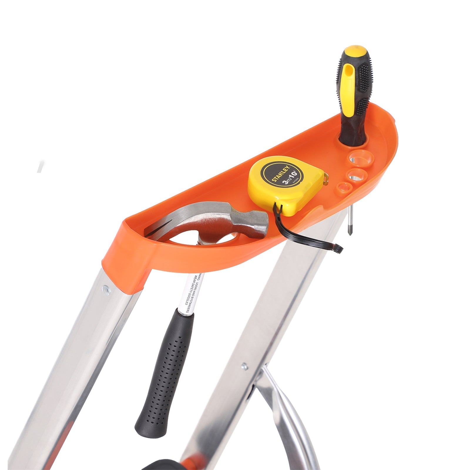 Opvouwbare Aluminium Ladder – Antislip – Zwart-Oranje