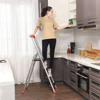 Ladder - Aluminium ladder - 12 cm brede treden - Opvouwbaar - Antislip - Tot 150 kg