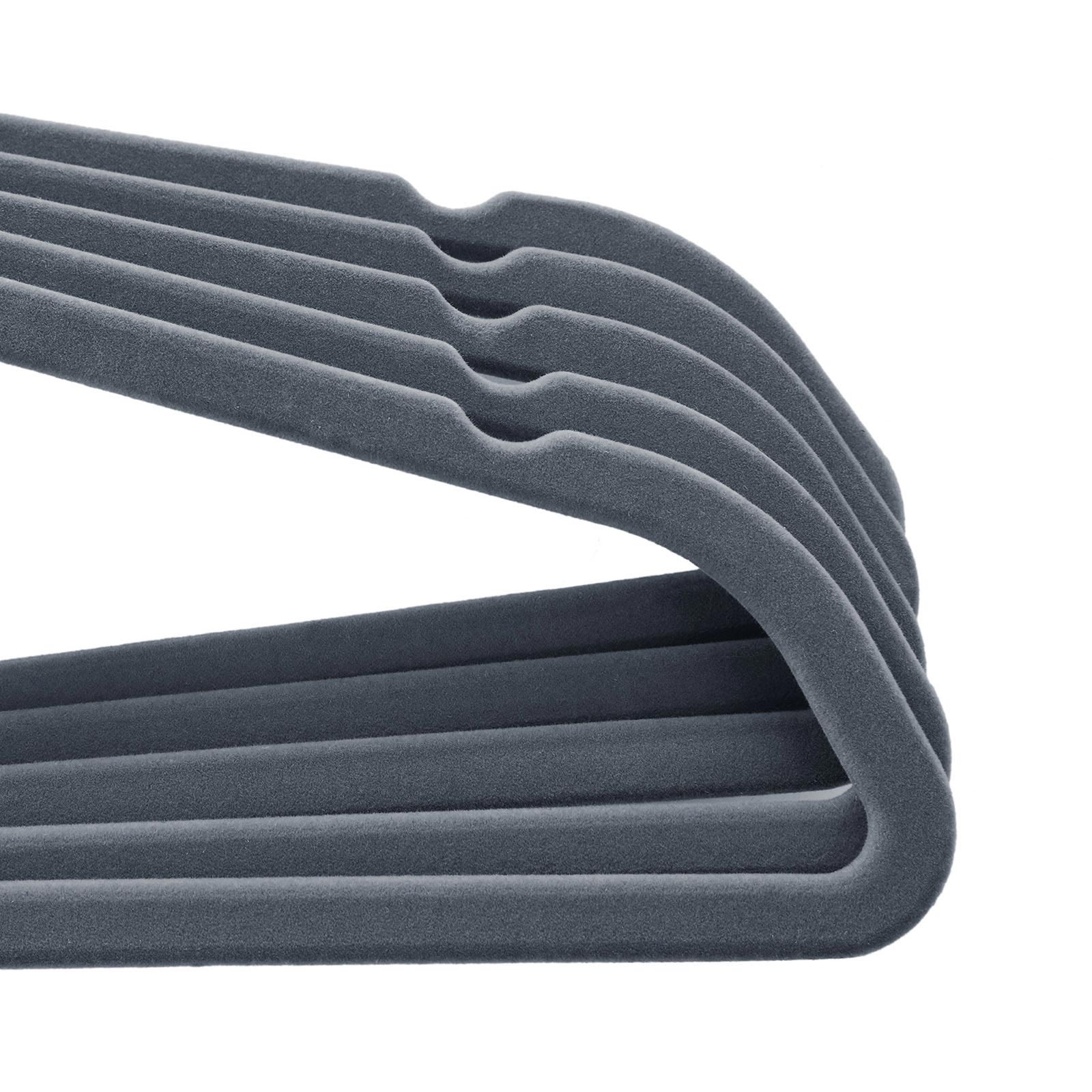 Set van 100 fluwelen hangers – luxe uitstraling – lichtgrijs