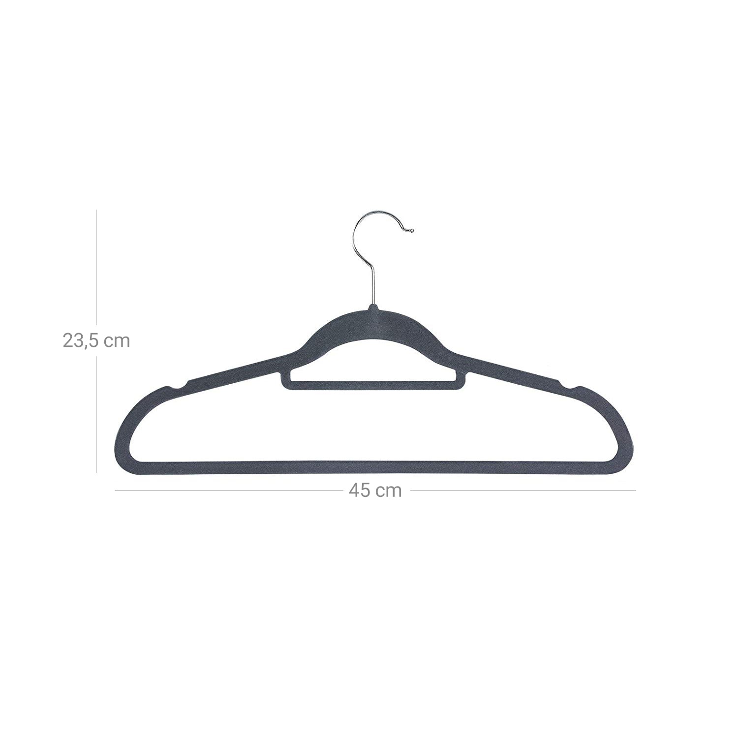 Set van 100 fluwelen hangers – luxe uitstraling – lichtgrijs