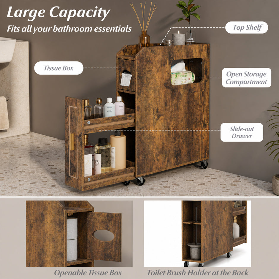 Litet – badrumsskåp, smal organisatör med utdragbar låda och – 16 cm