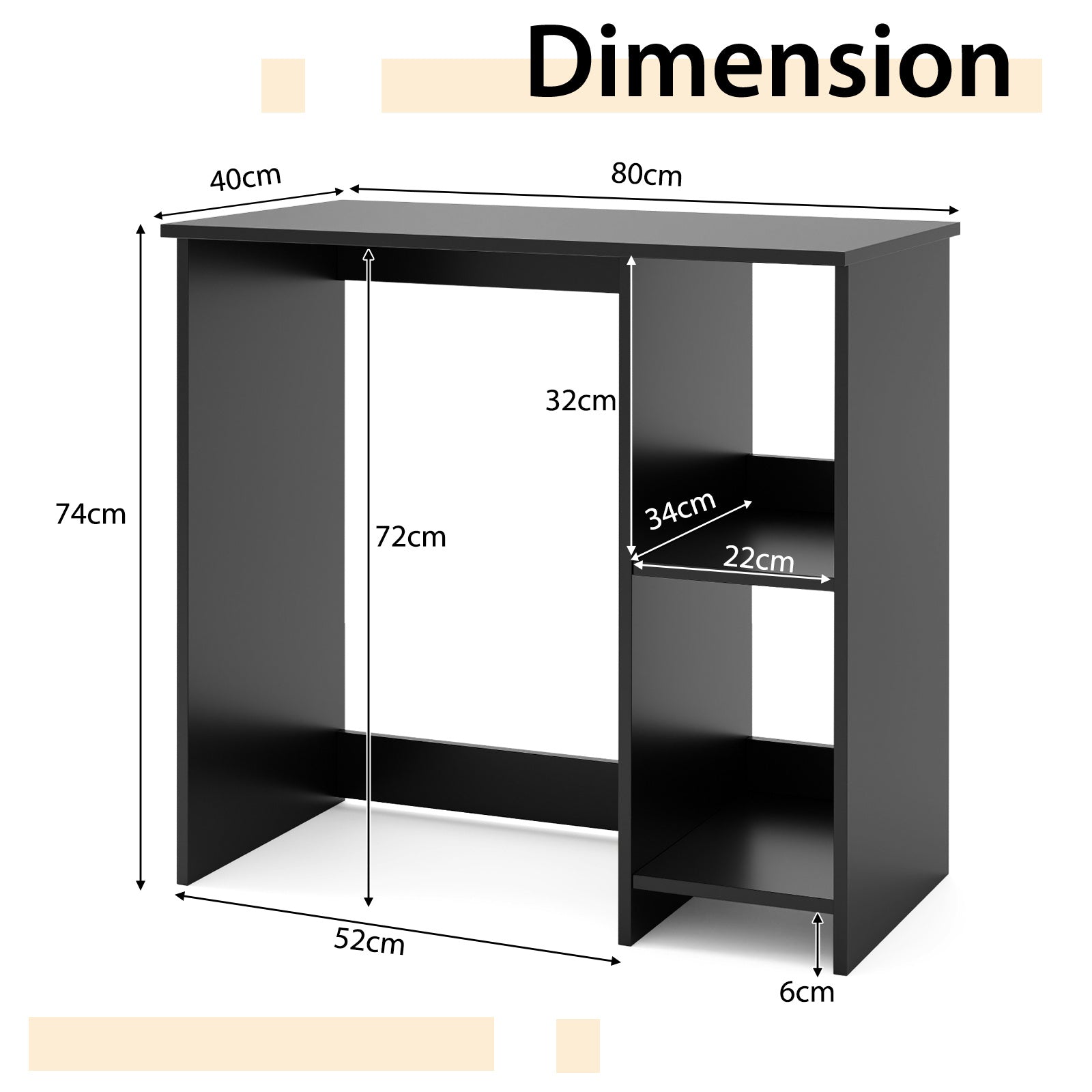 Litet – skrivbord med fack, datorbord, kontorsbord, PC – 2 80 x 40 x 74 cm