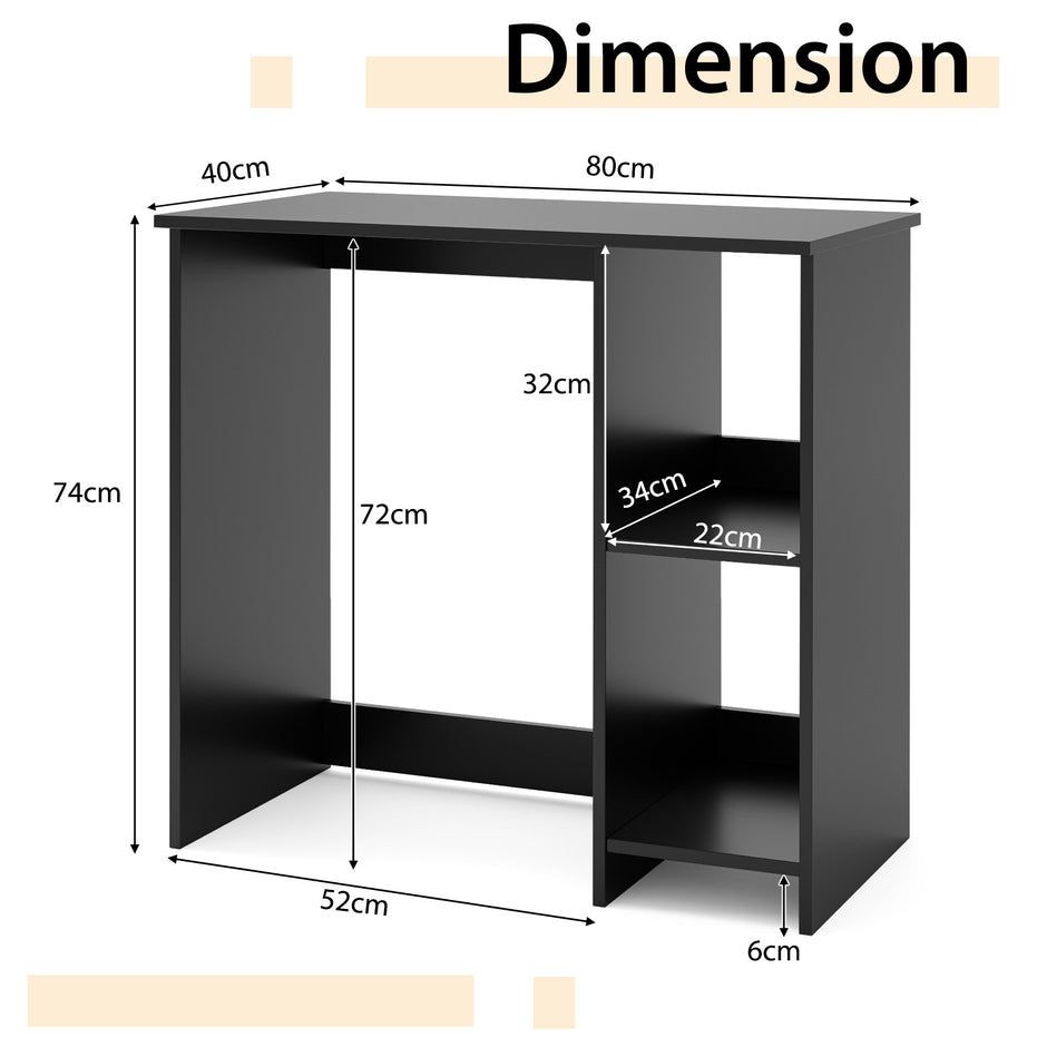 Litet – skrivbord med fack, datorbord, kontorsbord, PC – 2 80 x 40 x 74 cm