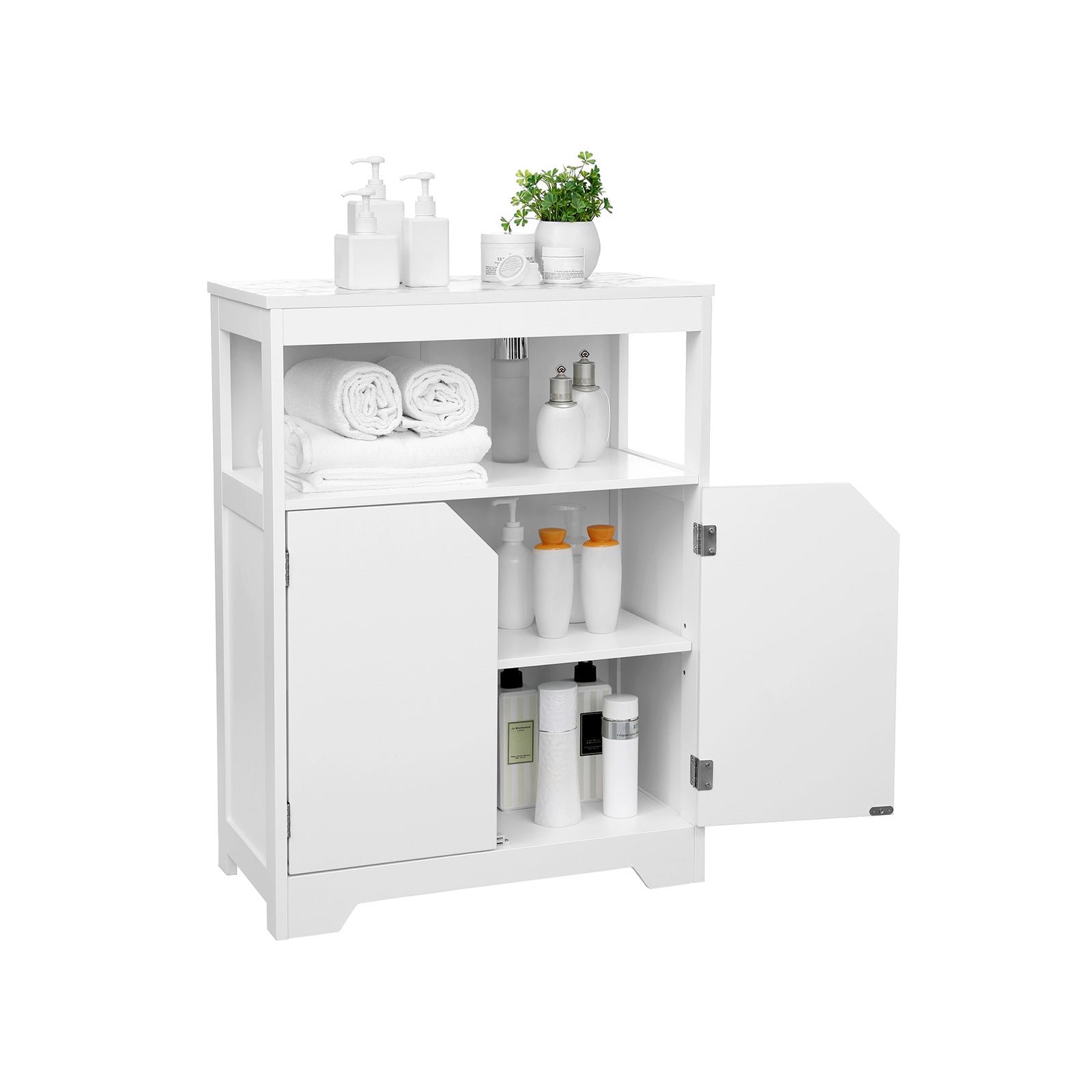 Badkamermeubel - Kast met open vak en verstelbare planken - 60 x 30 x 80 cm - Wit