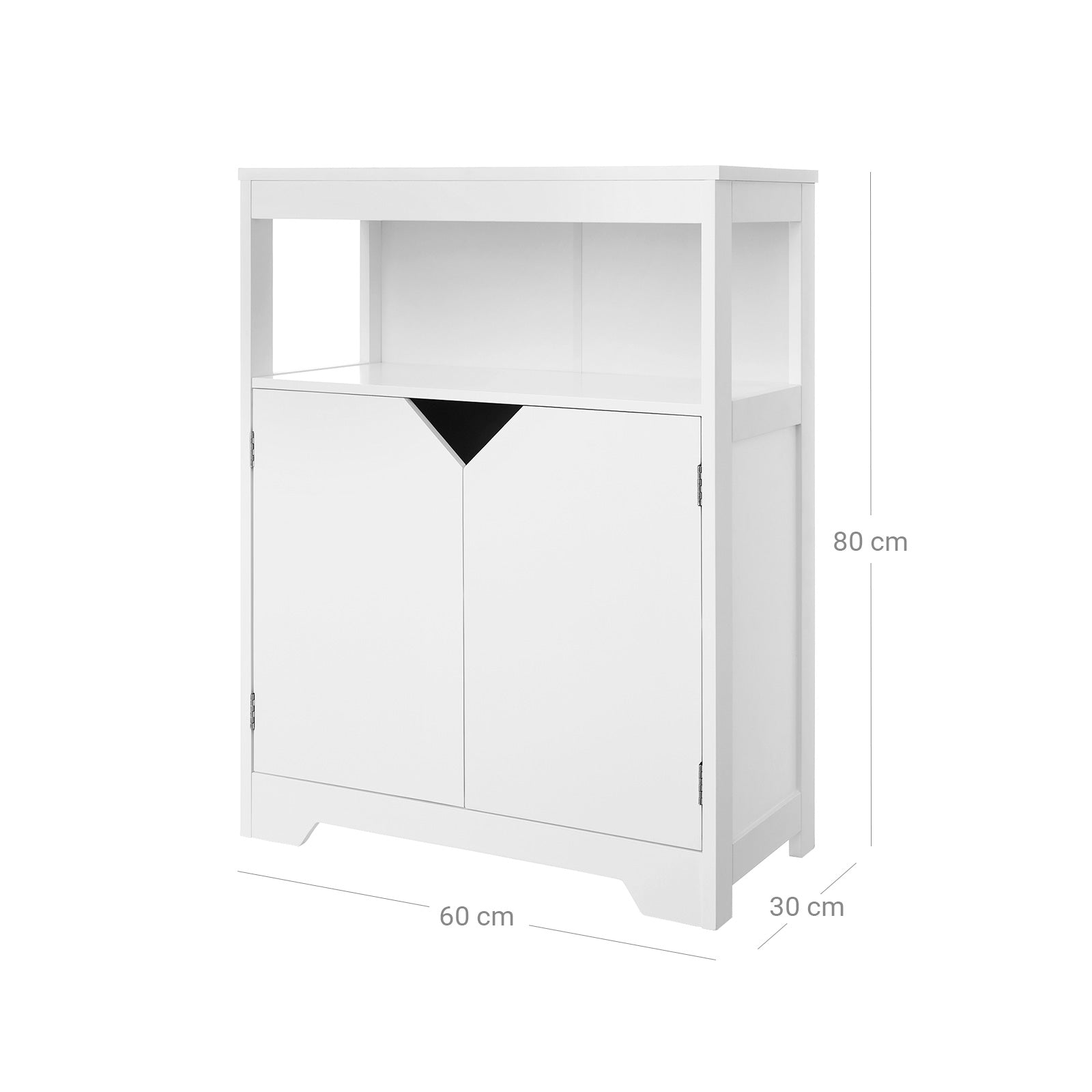 Badkamermeubel - Kast met open vak en verstelbare planken - 60 x 30 x 80 cm - Wit