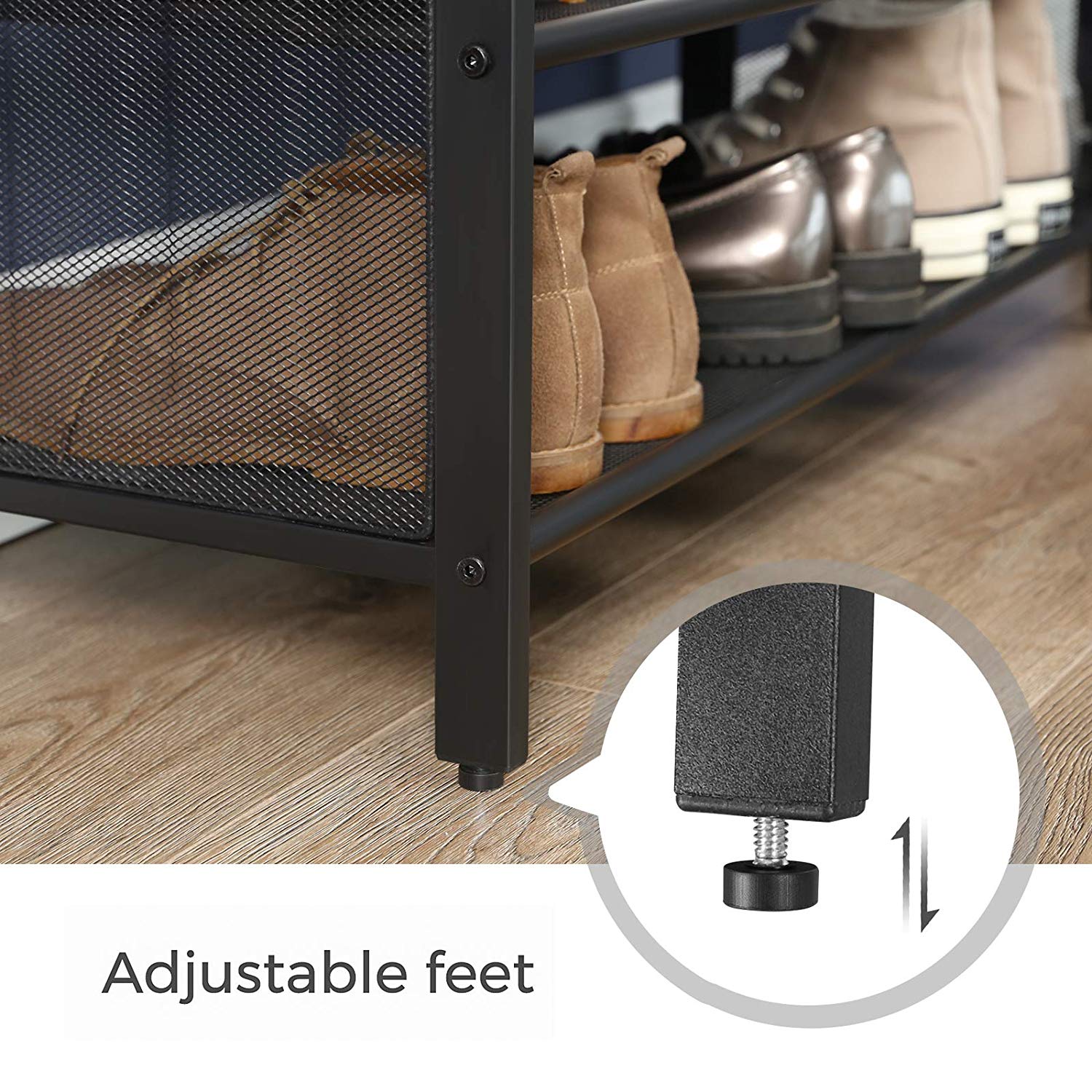 Schoenenbank – Gevoerd zitvlak – 2 gaasplanken – Donkerbruin