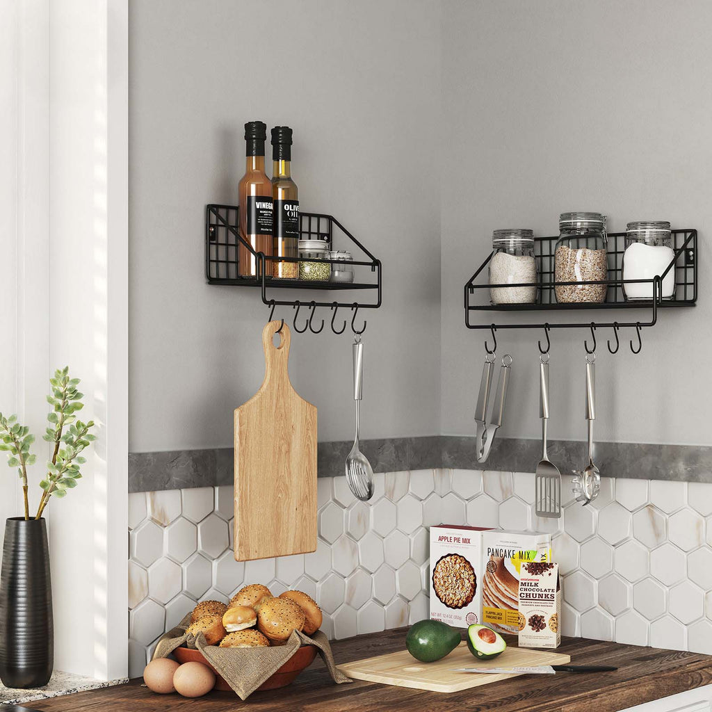 Wandplanken - Set van 2 - Industrieel ontwerp - Zwart