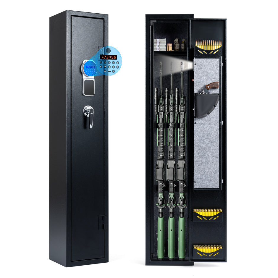 Metall – vapenskåp med elektroniskt kodlås och reservnycklar, rymmer gevär – 2 8 25 x 22 x 132 cm