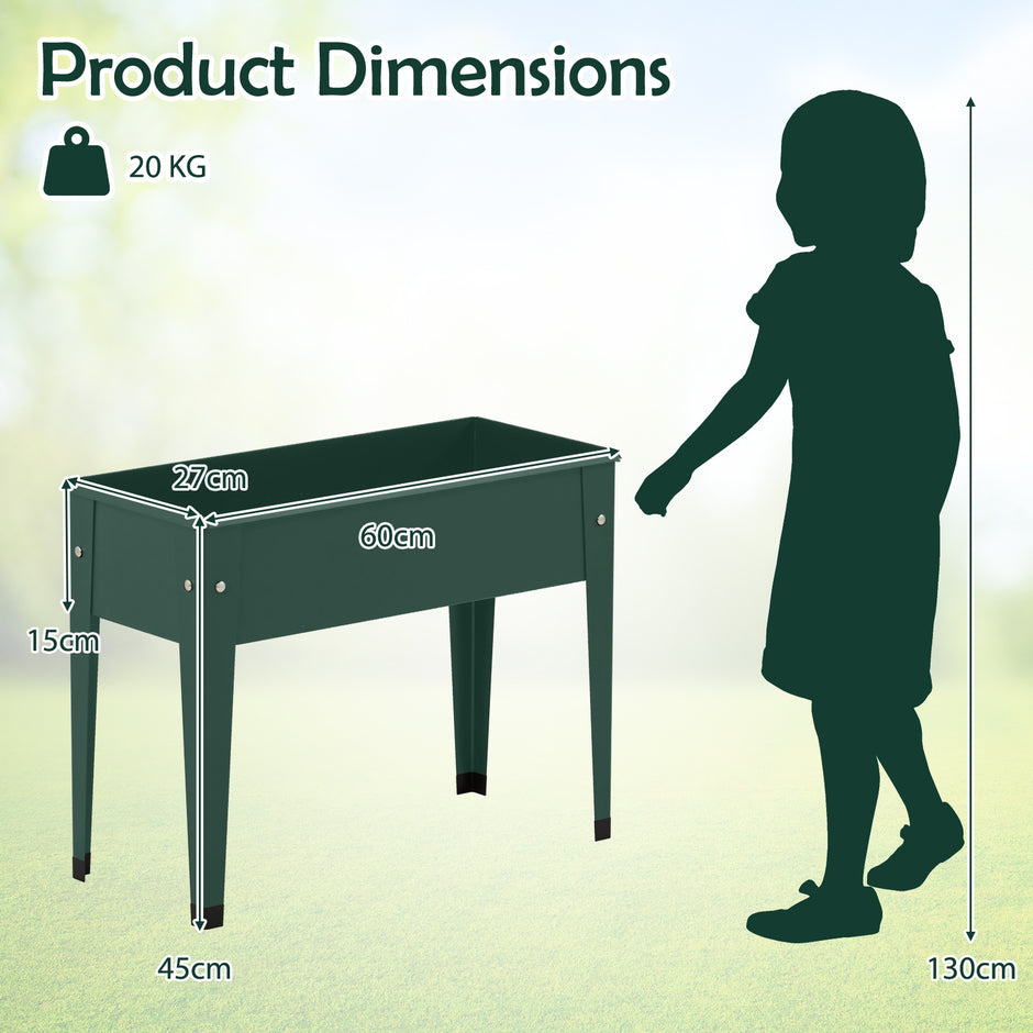 Metallodladbänk – upphöjd trädgårdsodlare upp till planterkärl med dräneringshål – 20 kg 60 x 27 x 45 cm