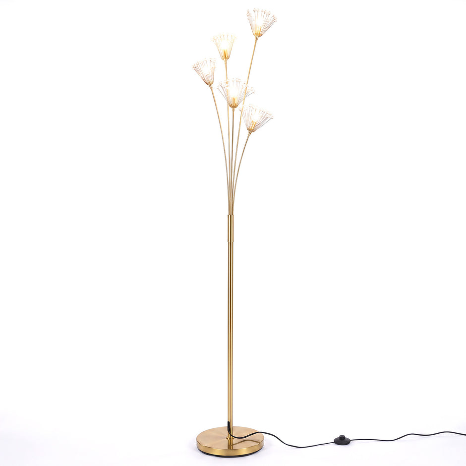 Modern – golvlampa i maskrosform, dekorativ stående med metallram – 28 x 180 cm