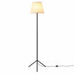 Modern – golvlampa med tygskärm, E27‑lampfot, trefotsmetallram och fotbrytare