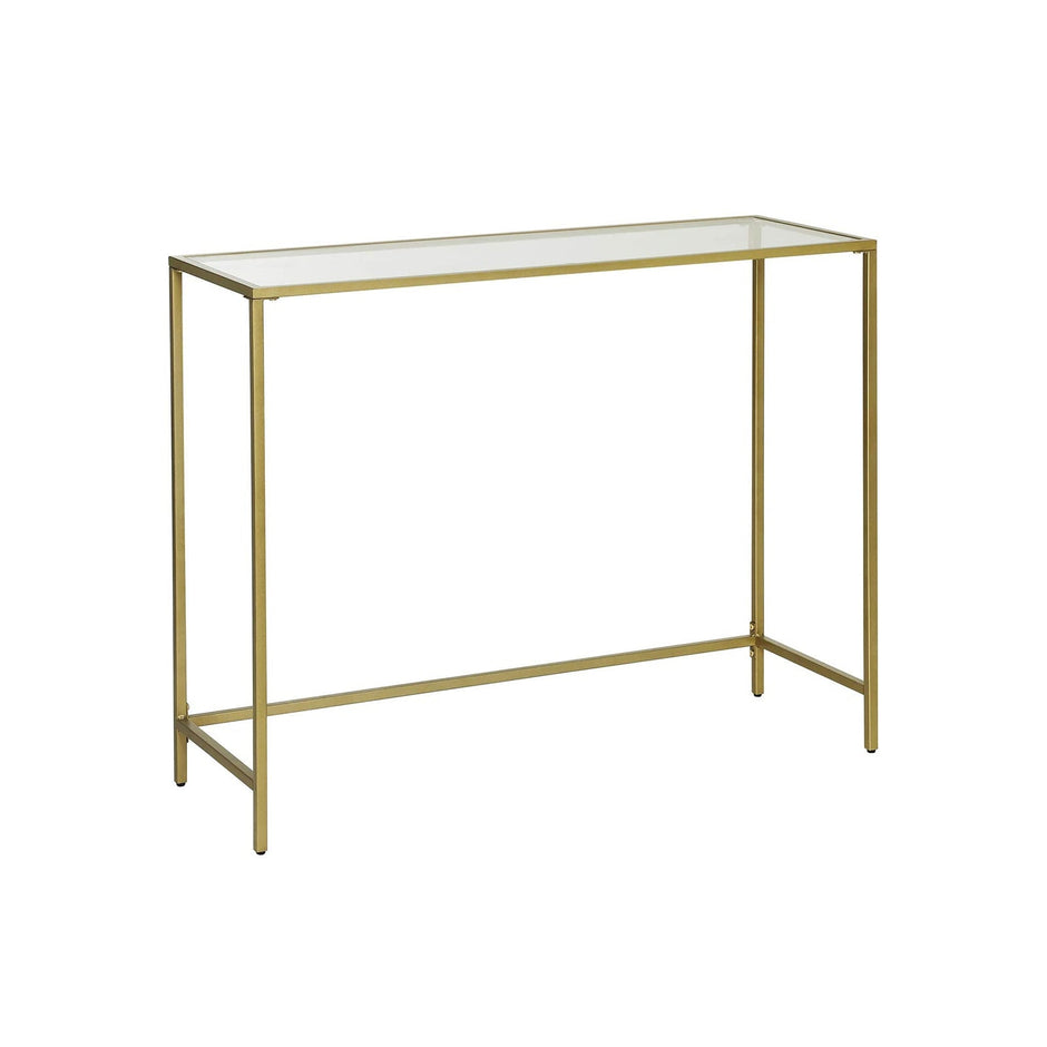 Salontafel rectangular – Met 6 mm gehard glas – Zwart metaal – Verstelbare voetjes